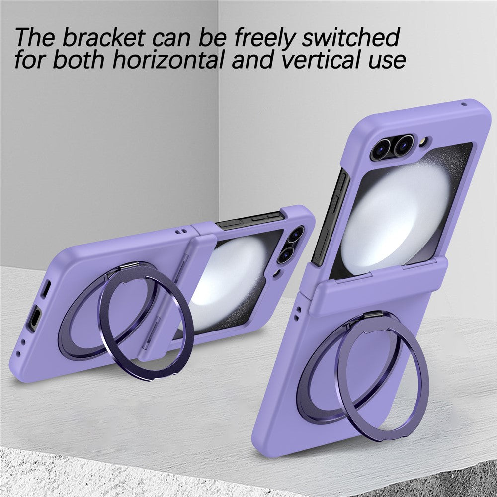 For Samsung Galaxy Z Flip7 5G Case with Magnetic Kickstand Spring Hinge PC Folding Phone Cover - Purple