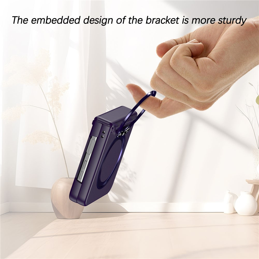 For Samsung Galaxy Z Flip7 5G Case with Magnetic Kickstand Spring Hinge PC Folding Phone Cover - Dark Purple
