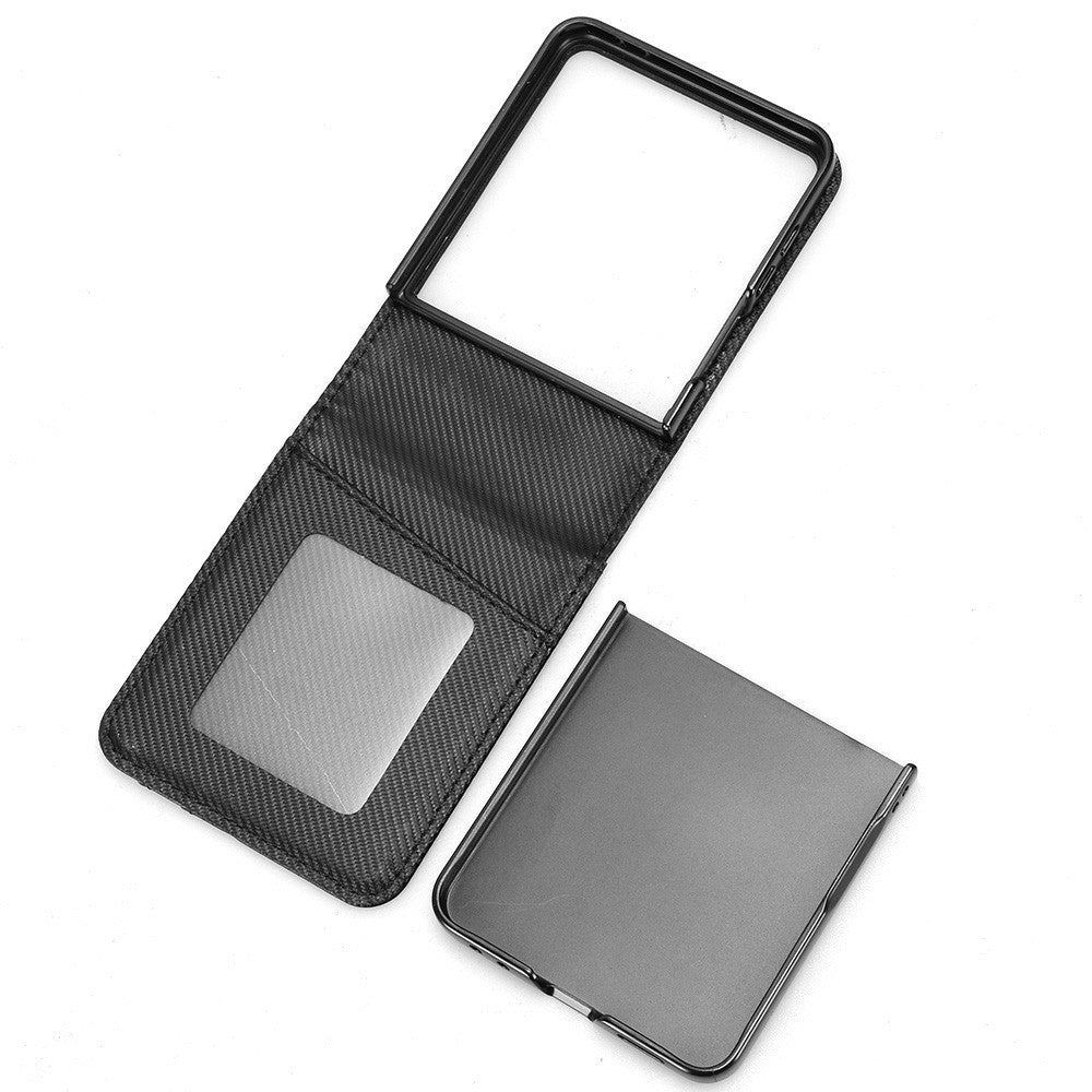 For Samsung Galaxy Z Flip7 5G Case PU Leather + PC Card Holder Mobile Phone Cover - Brown