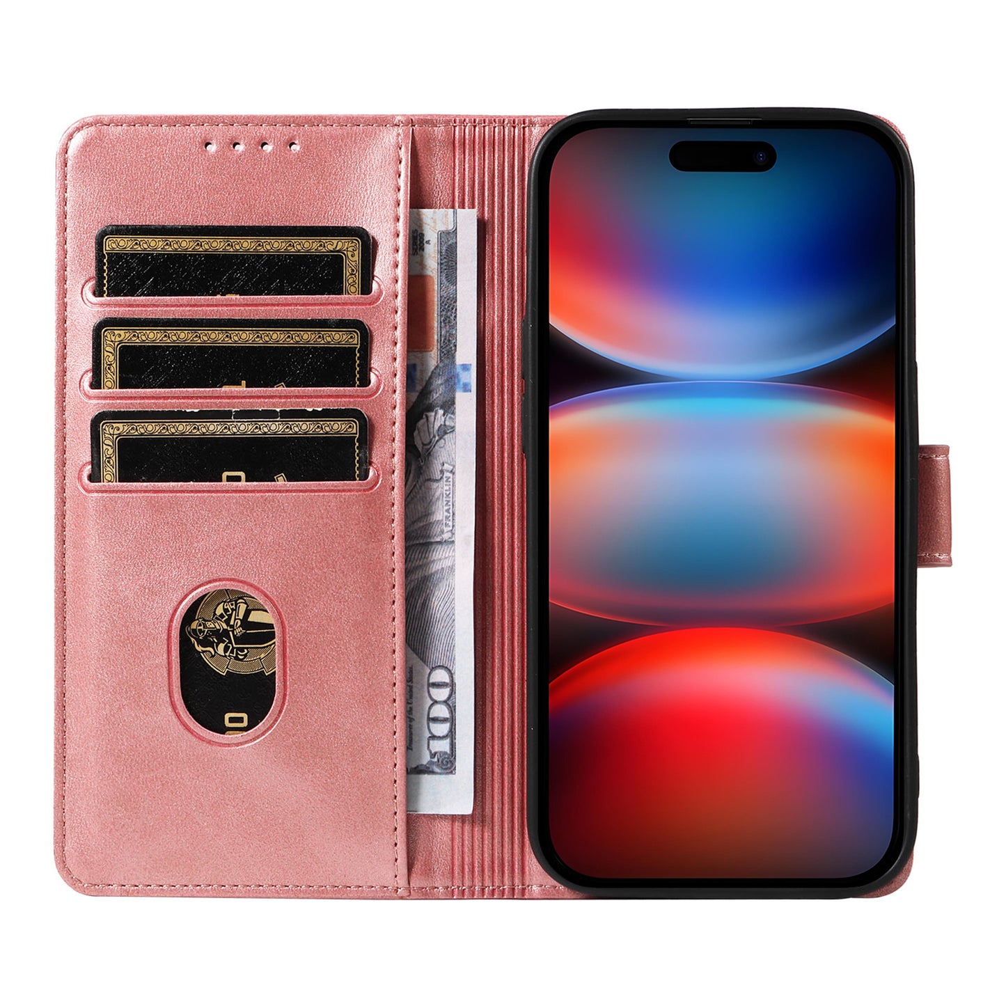 For iPhone 17 Pro Max Case with 2Pcs Tempered Glass WANLONFENG WN Series Calf Texture Leather Phone Cover Big Cutouts - Pink