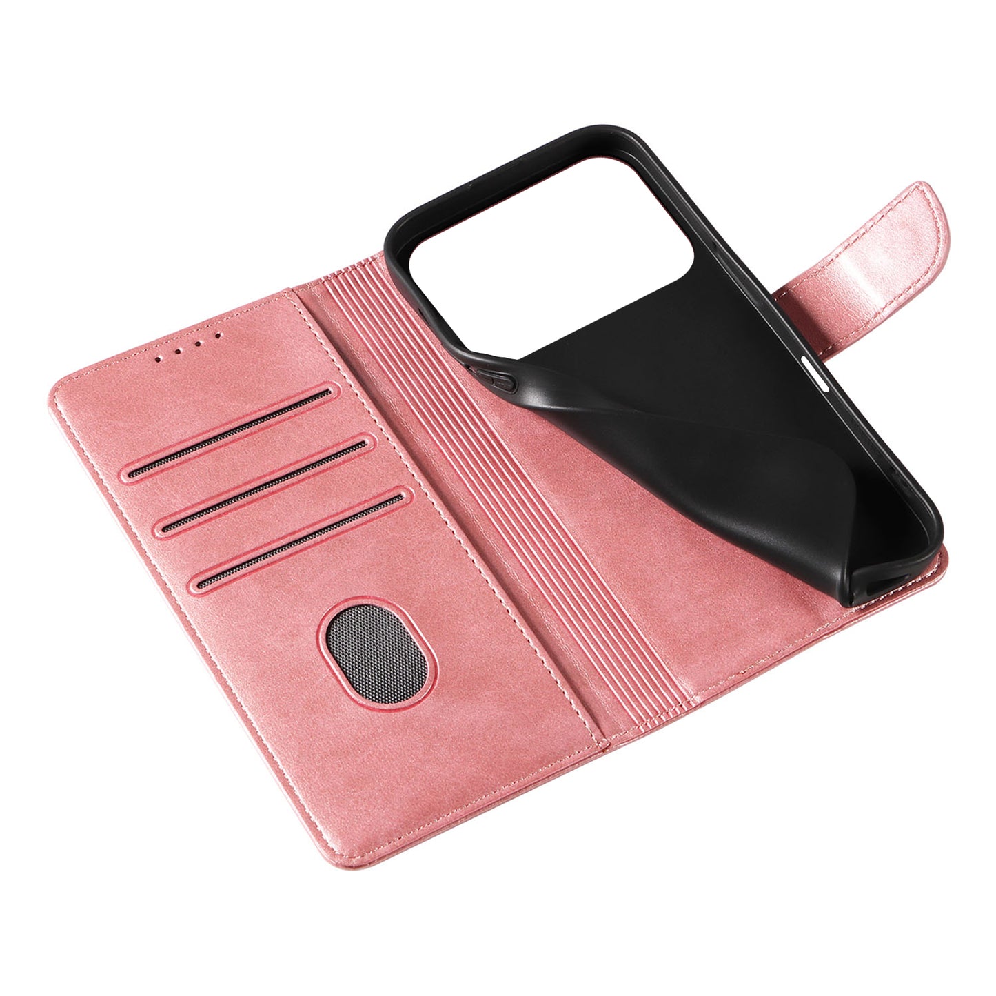 For iPhone 17 Pro Max Case with 2Pcs Tempered Glass WANLONFENG WN Series Calf Texture Leather Phone Cover Big Cutouts - Pink