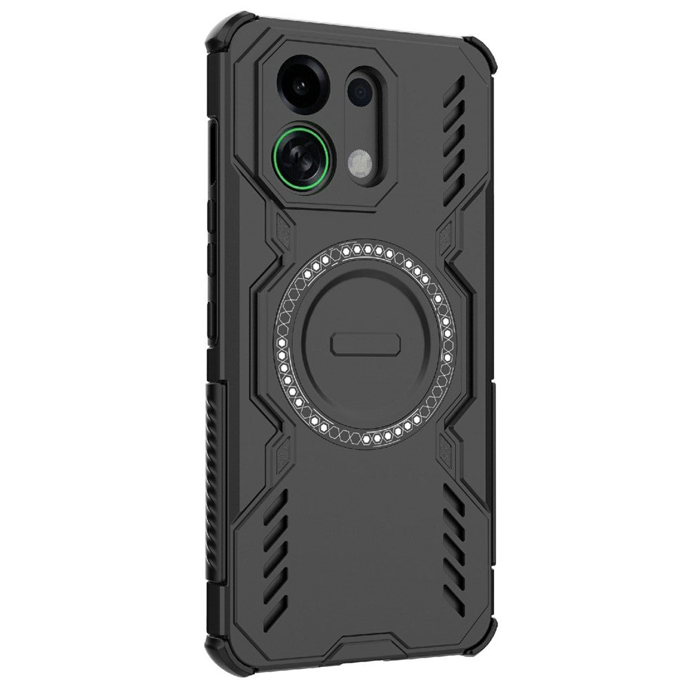 For Oppo K13 Turbo 5G Magnetic Case Butterfly Armor Hollow Heat Dissipation PC + TPU Phone Cover - Black