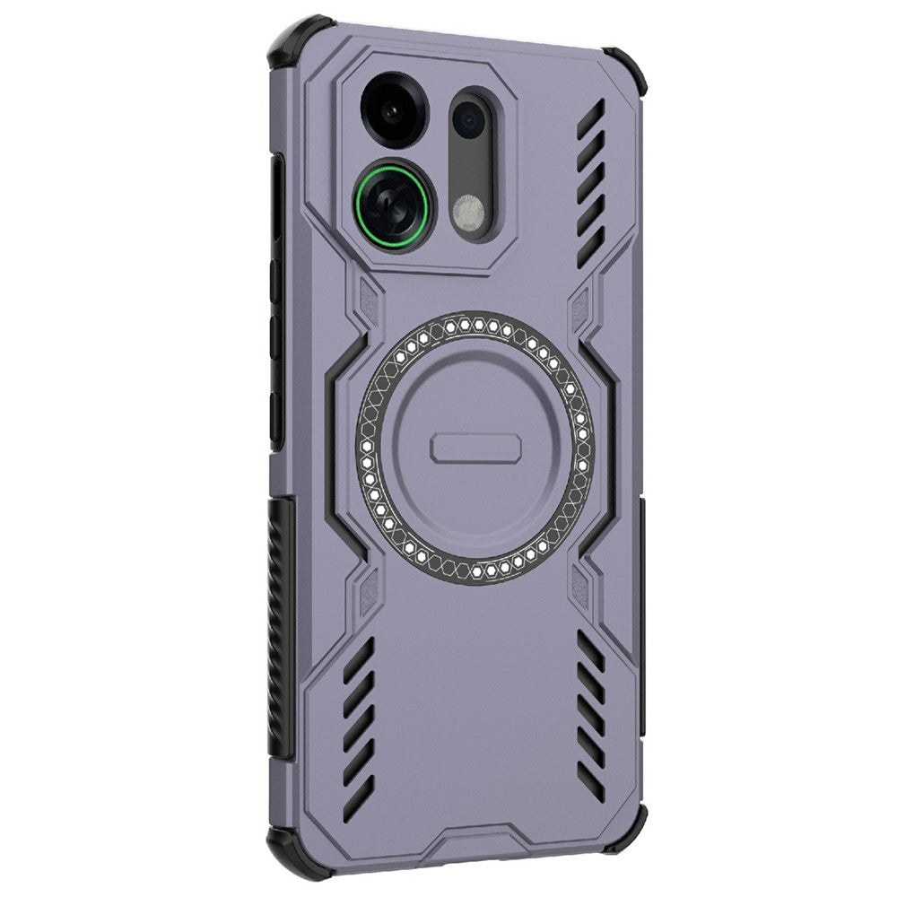 For Oppo K13 Turbo 5G Magnetic Case Butterfly Armor Hollow Heat Dissipation PC + TPU Phone Cover - Purple