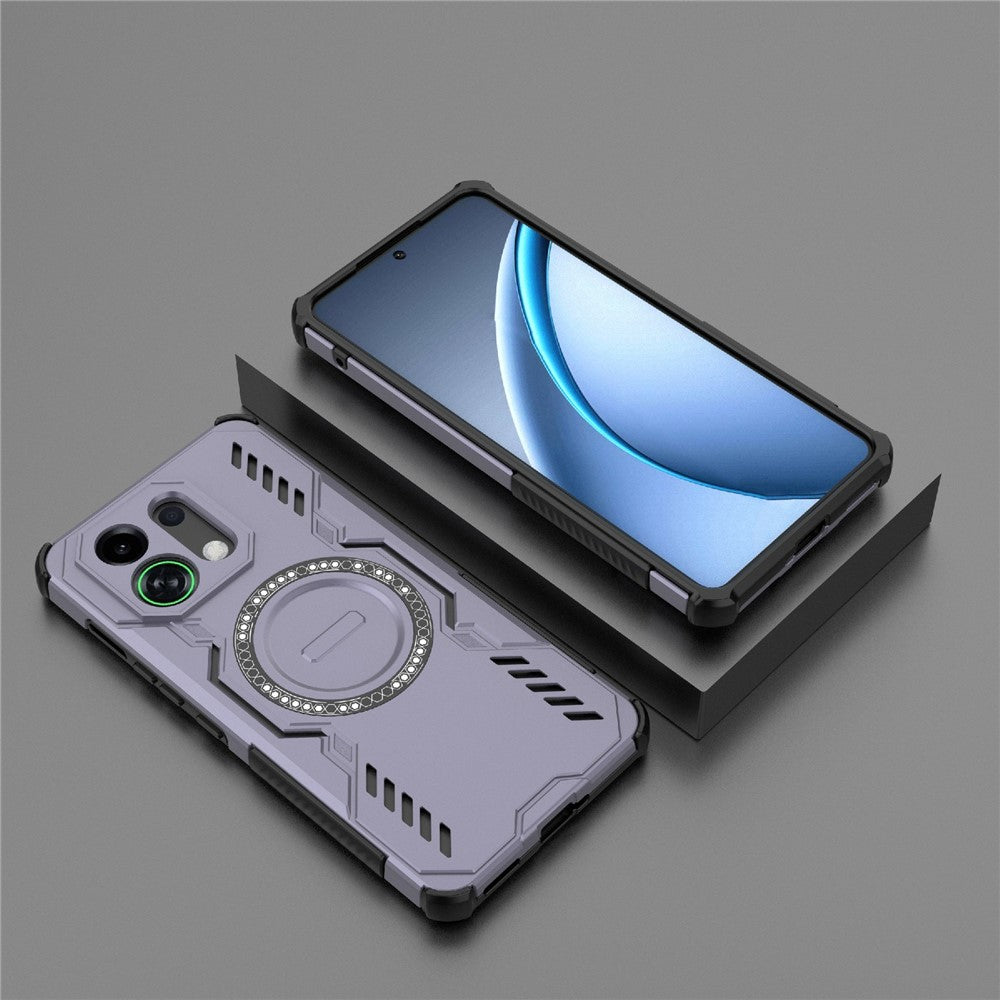 For Oppo K13 Turbo 5G Magnetic Case Butterfly Armor Hollow Heat Dissipation PC + TPU Phone Cover - Purple