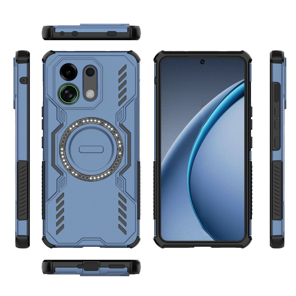For Oppo K13 Turbo 5G Magnetic Case Butterfly Armor Hollow Heat Dissipation PC + TPU Phone Cover - Blue