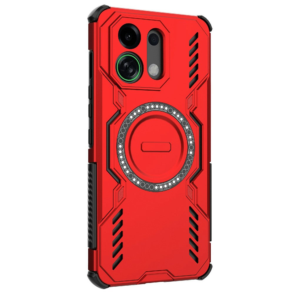 For Oppo K13 Turbo 5G Magnetic Case Butterfly Armor Hollow Heat Dissipation PC + TPU Phone Cover - Red
