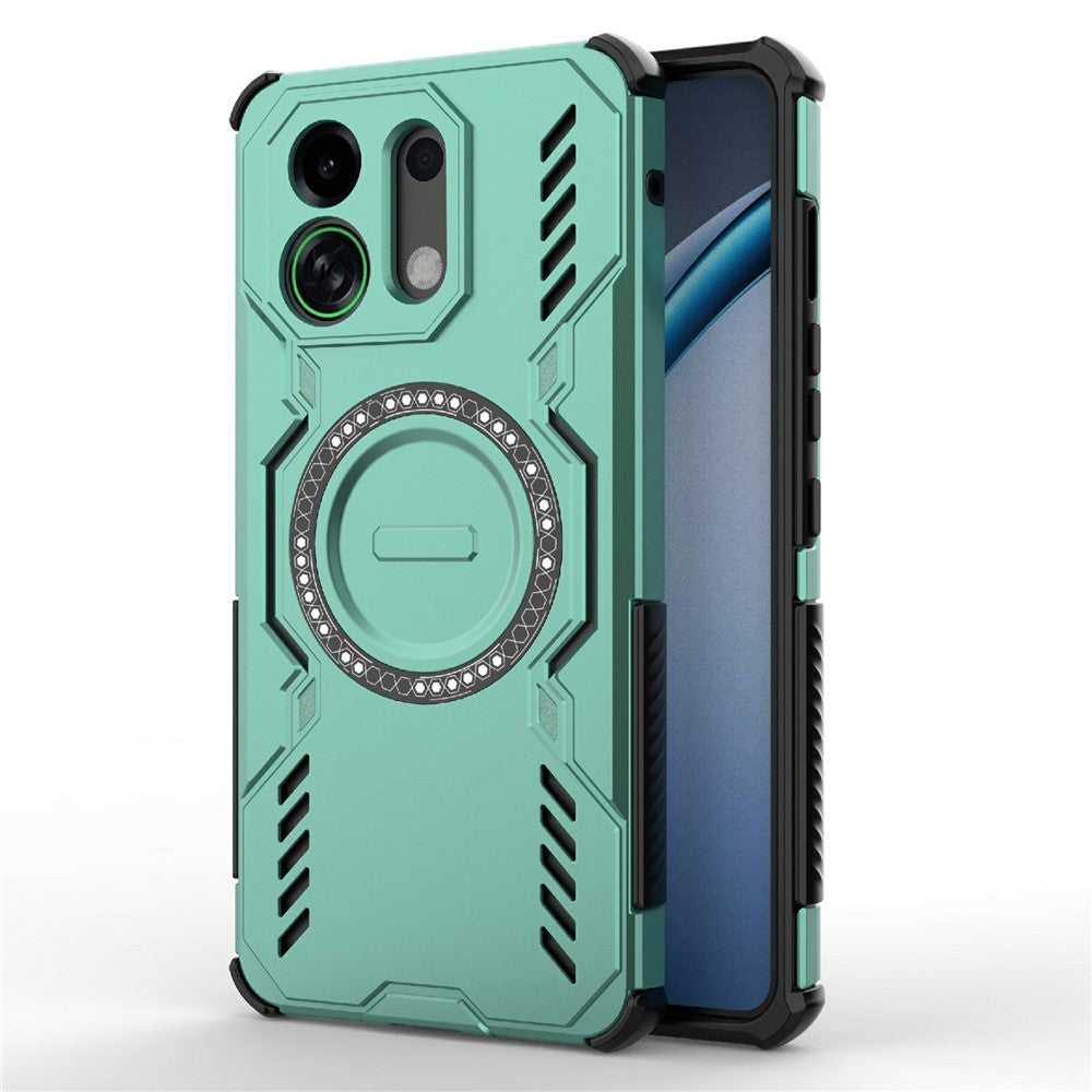 For Oppo K13 Turbo 5G Magnetic Case Butterfly Armor Hollow Heat Dissipation PC + TPU Phone Cover - Green