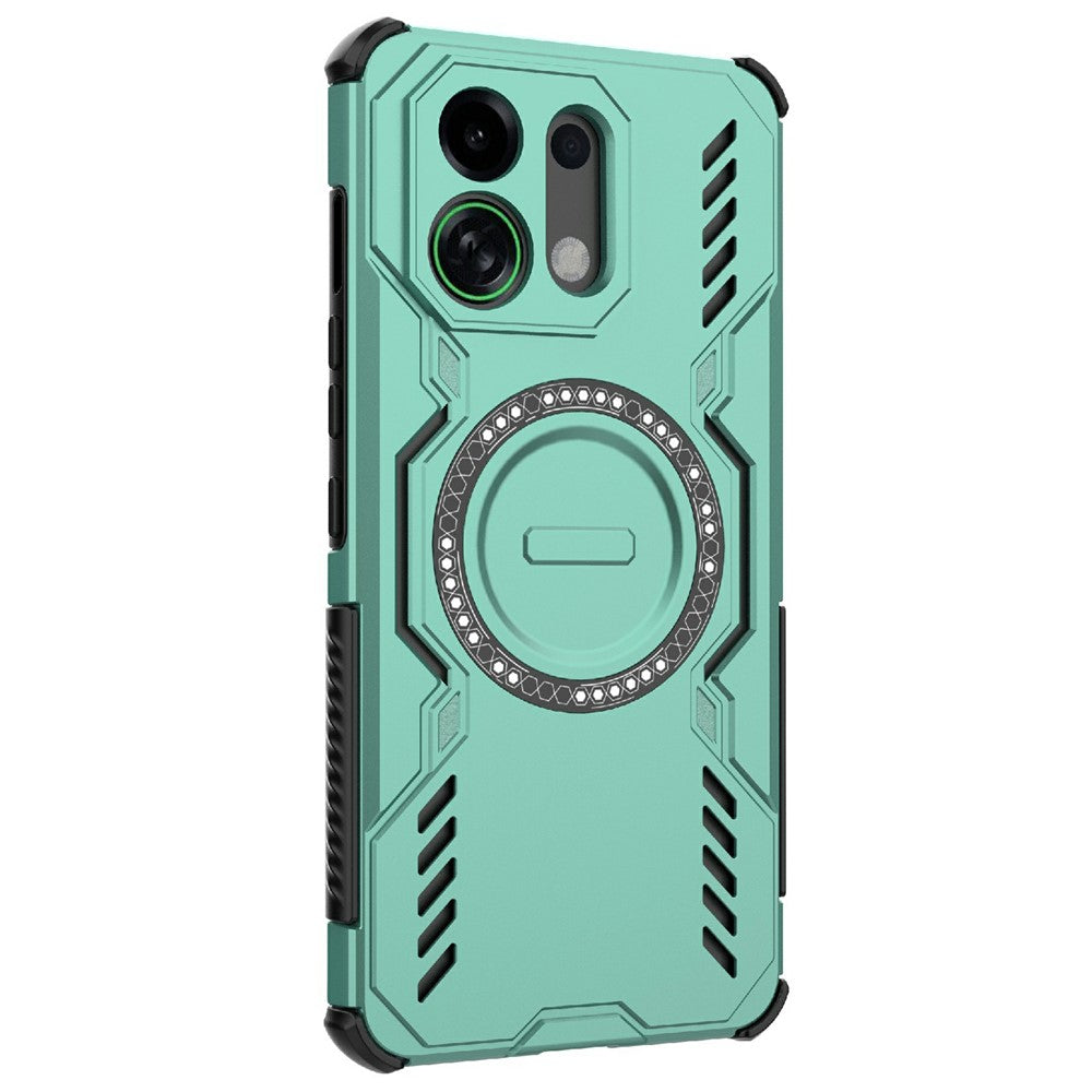 For Oppo K13 Turbo 5G Magnetic Case Butterfly Armor Hollow Heat Dissipation PC + TPU Phone Cover - Green