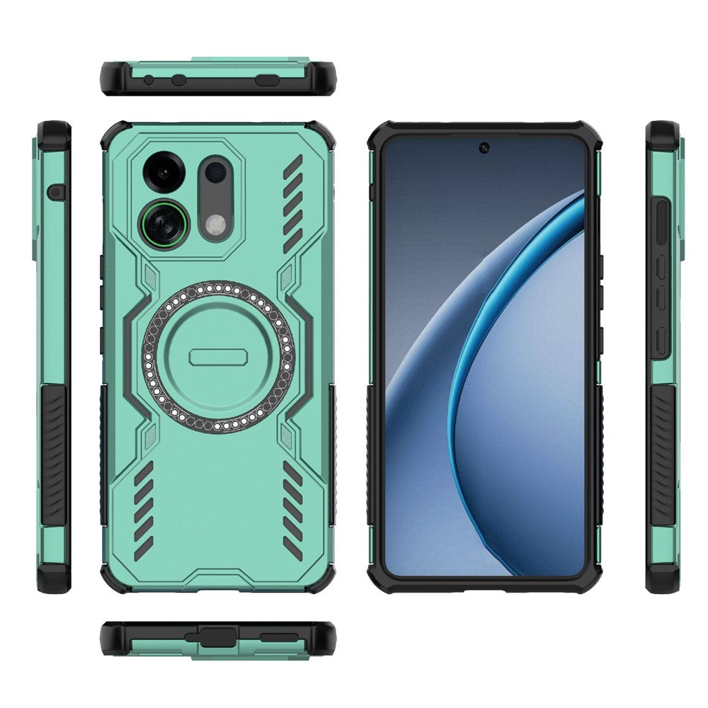 For Oppo K13 Turbo 5G Magnetic Case Butterfly Armor Hollow Heat Dissipation PC + TPU Phone Cover - Green