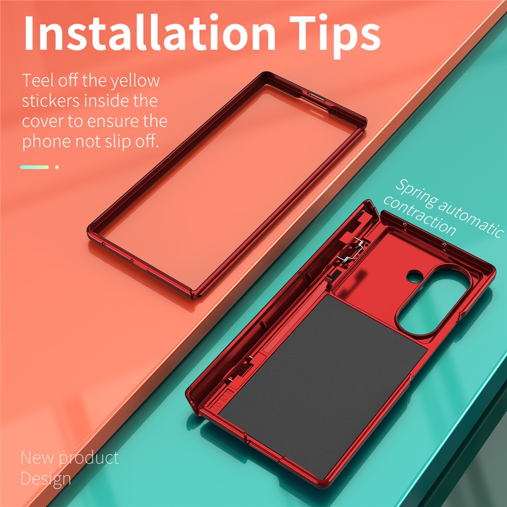 For Samsung Galaxy Z Fold7 5G Case PC + TPU Shockproof Phone Back Cover with Kickstand - Red