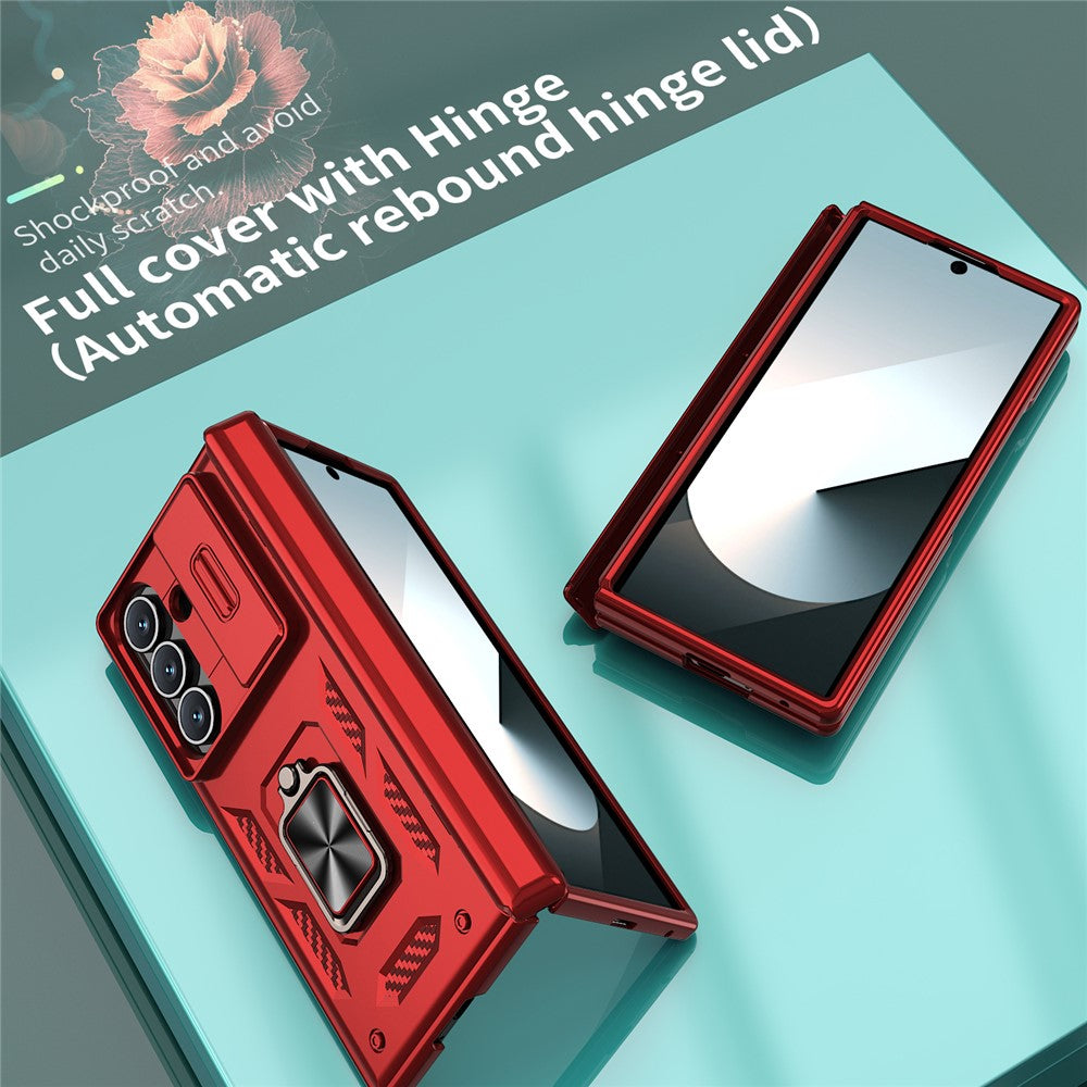 For Samsung Galaxy Z Fold7 5G Case PC + TPU Shockproof Phone Back Cover with Kickstand - Red