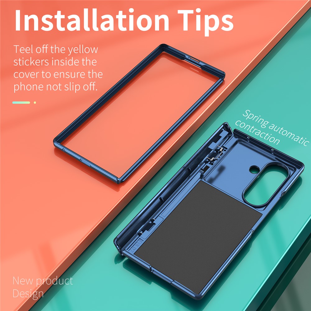 For Samsung Galaxy Z Fold7 5G Case PC + TPU Shockproof Phone Back Cover with Kickstand - Navy Blue