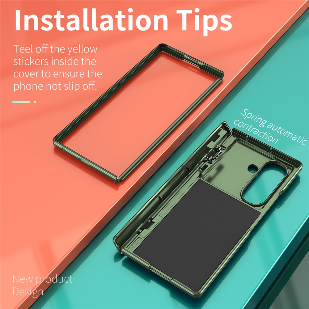 For Samsung Galaxy Z Fold7 5G Case PC + TPU Shockproof Phone Back Cover with Kickstand - Olive Green