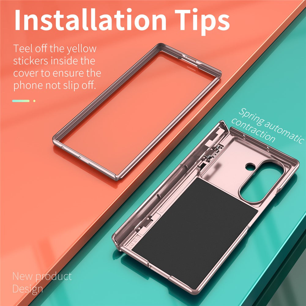 For Samsung Galaxy Z Fold7 5G Case PC + TPU Shockproof Phone Back Cover with Kickstand - Rose Gold