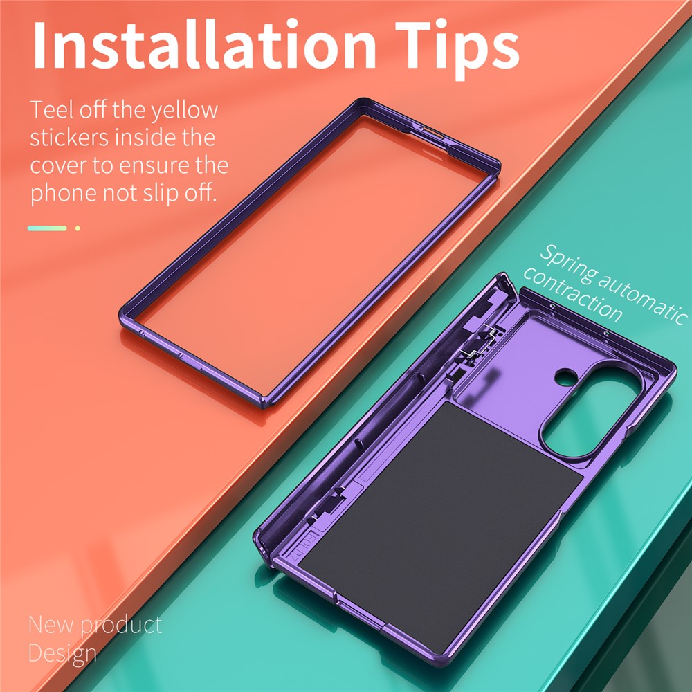 For Samsung Galaxy Z Fold7 5G Case PC + TPU Shockproof Phone Back Cover with Kickstand - Purple