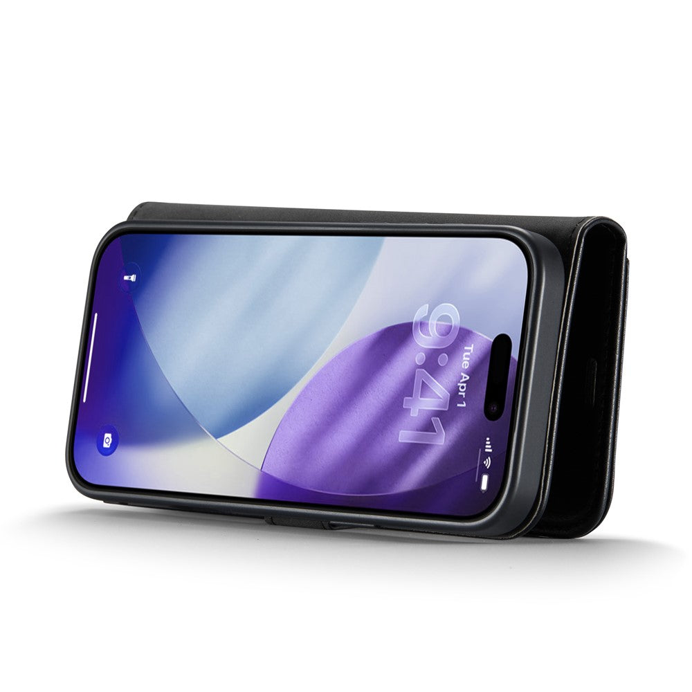 DG.MING for iPhone 17 Pro Max Case Detachable Split Leather Phone Cover - Black