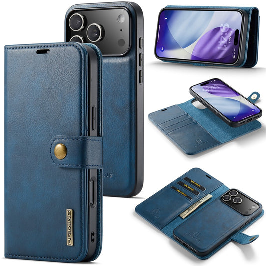 DG.MING for iPhone 17 Pro Max Case Detachable Split Leather Phone Cover - Blue