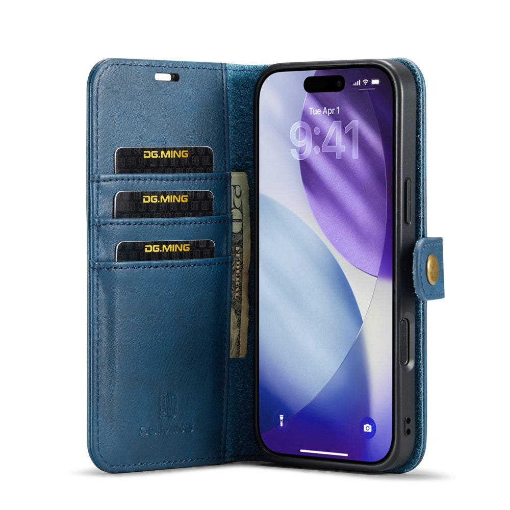 DG.MING for iPhone 17 Pro Max Case Detachable Split Leather Phone Cover - Blue