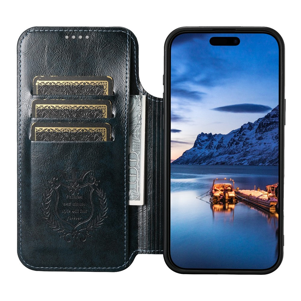 SUTENI J05 For iPhone 17 Pro Max Case Compatible with MagSafe Textured PU Leather Flip Phone Cover - Blue