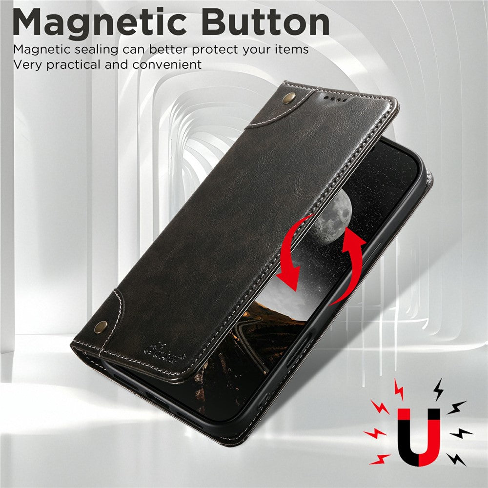 SUTENI For iPhone 17 Pro Max Case PU Leather Stand Wallet Phone Cover - Black