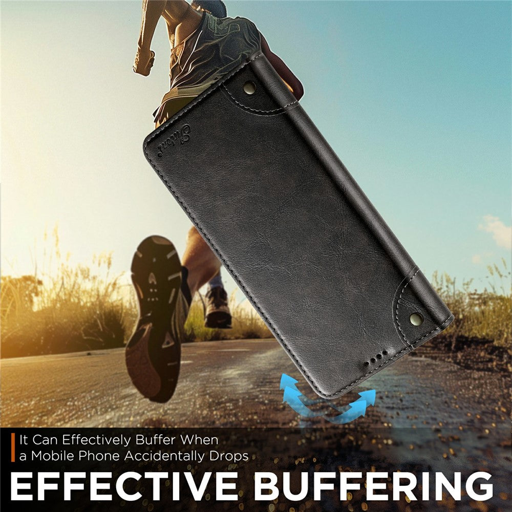 SUTENI For iPhone 17 Pro Max Case PU Leather Stand Wallet Phone Cover - Black