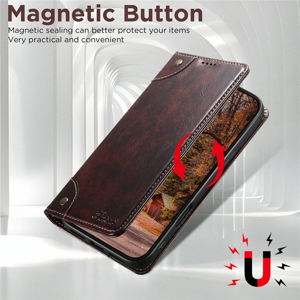 SUTENI For iPhone 17 Pro Max Case PU Leather Stand Wallet Phone Cover - Brown