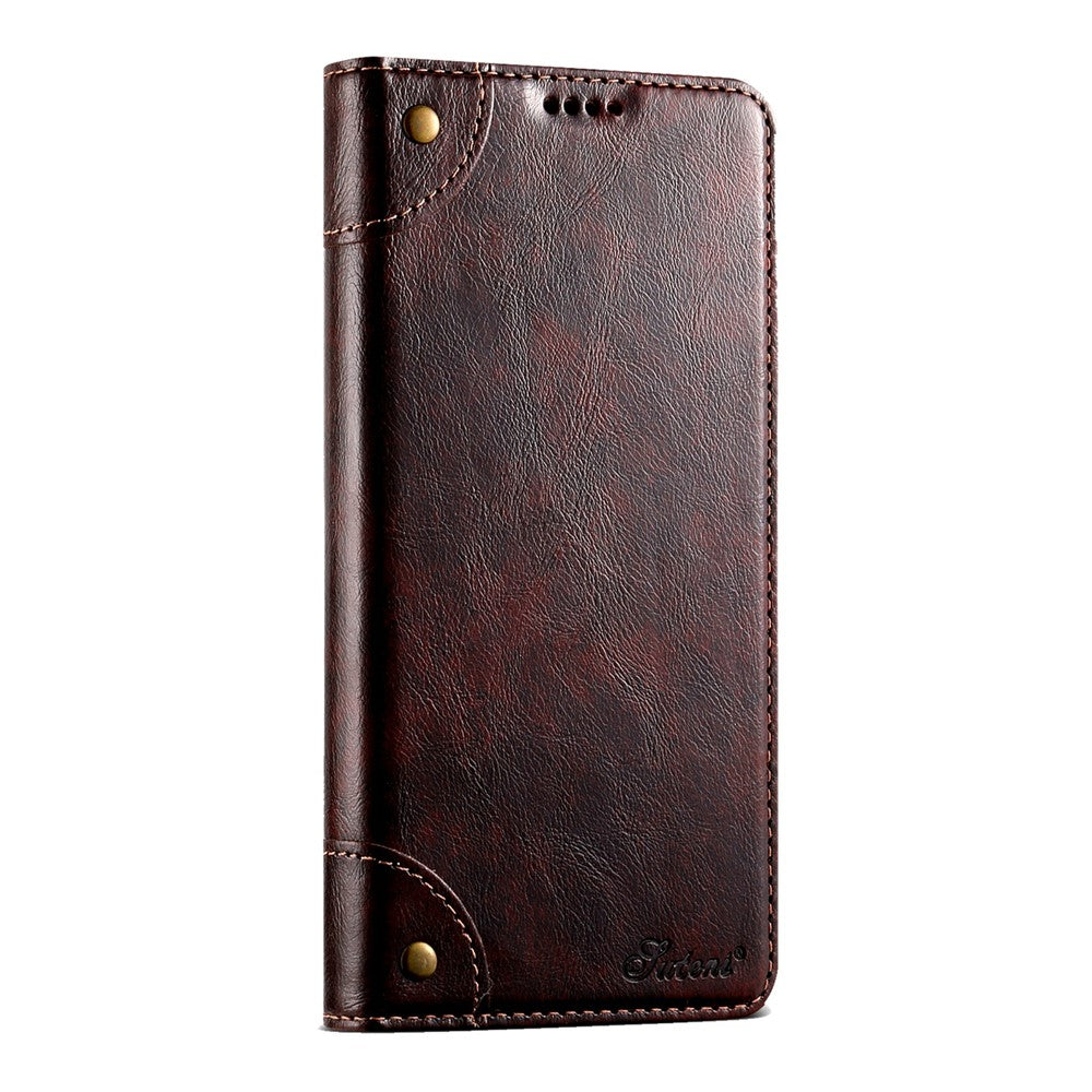 SUTENI For iPhone 17 Pro Max Case PU Leather Stand Wallet Phone Cover - Brown
