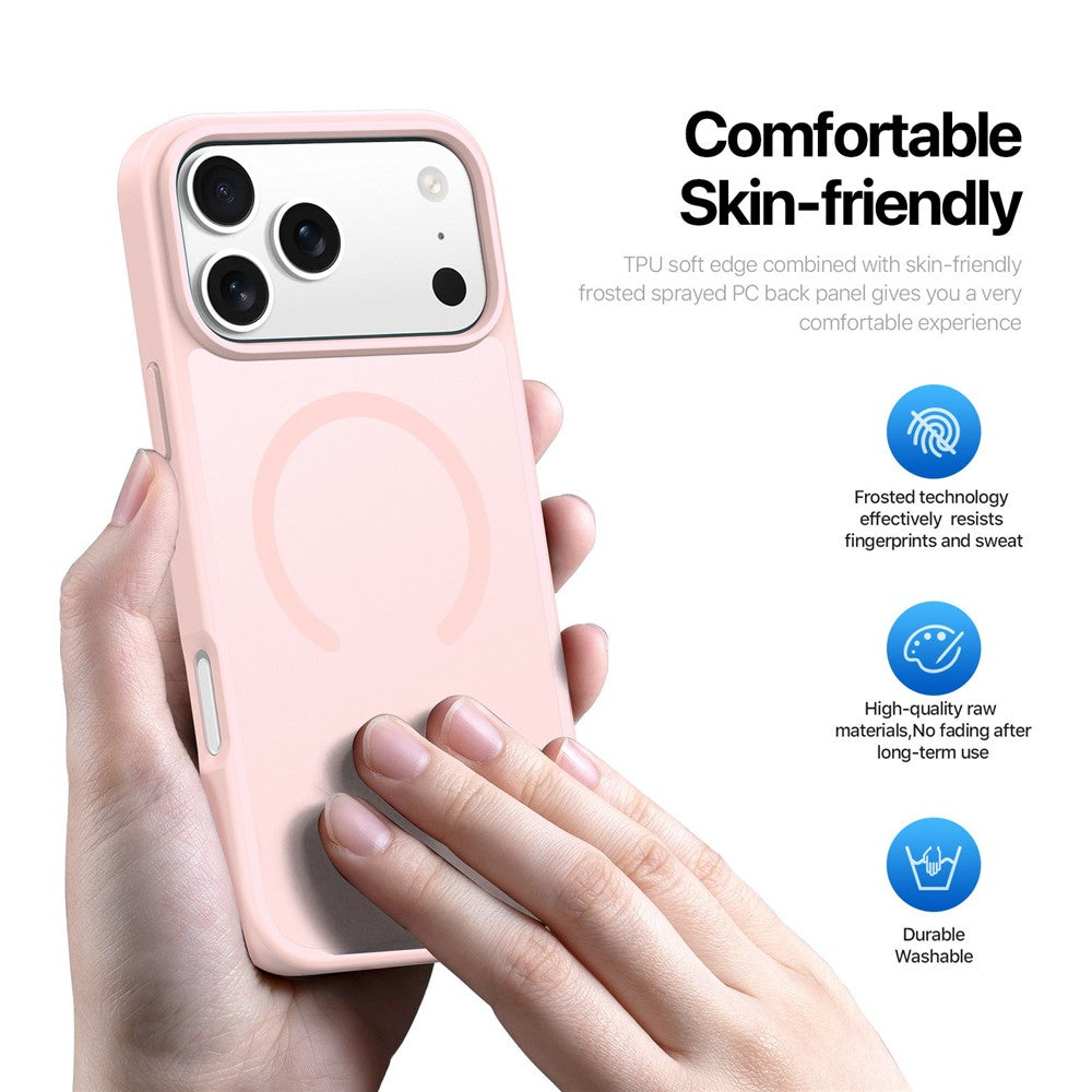 DUX DUCIS Yind Series For iPhone 17 Pro Max Case TPU + PC Matte Phone Cover Compatible with MagSafe - Light Pink