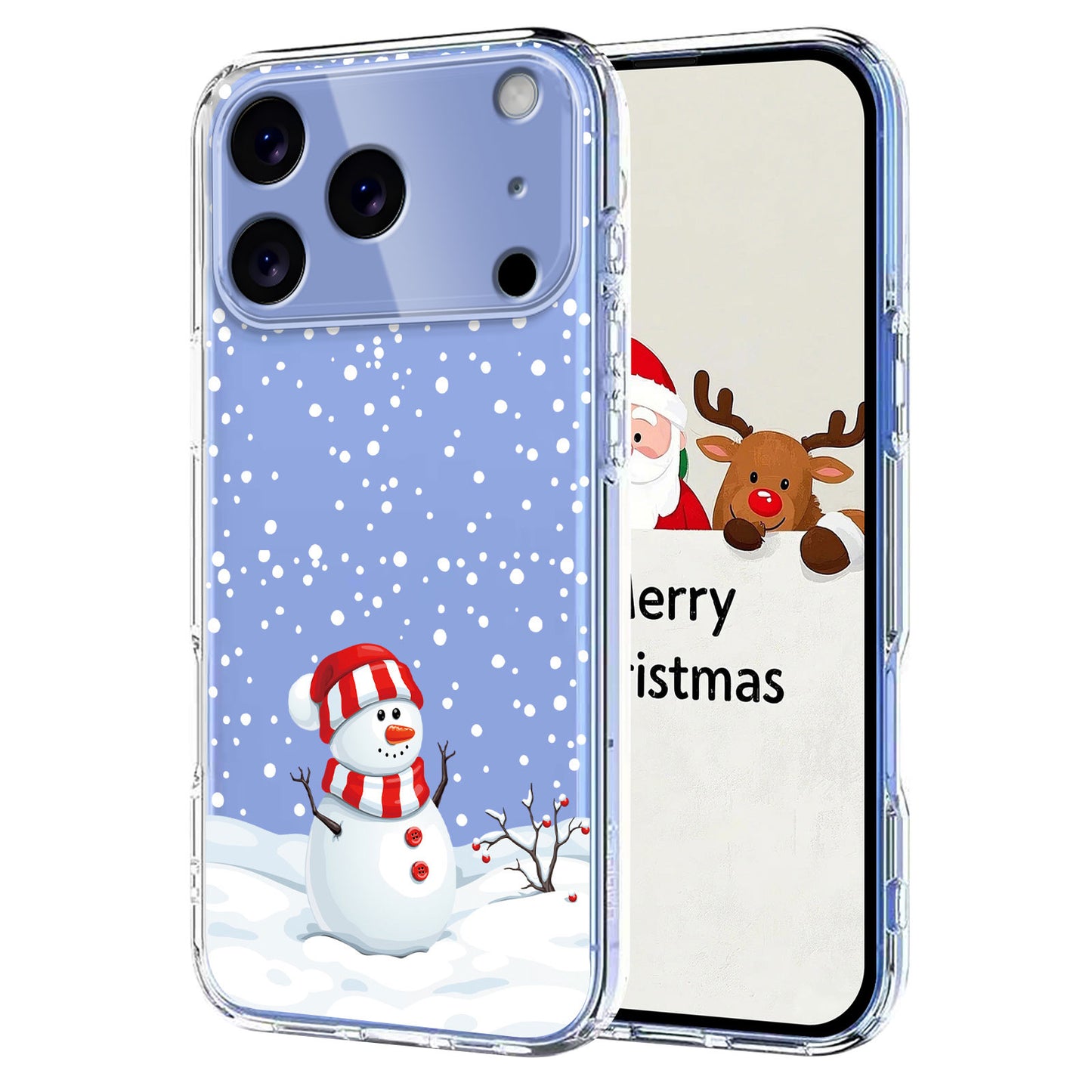 For iPhone 17 Pro Max Case Christmas Themed Pattern Printing TPU Phone Back Cover - Christmas Snowman