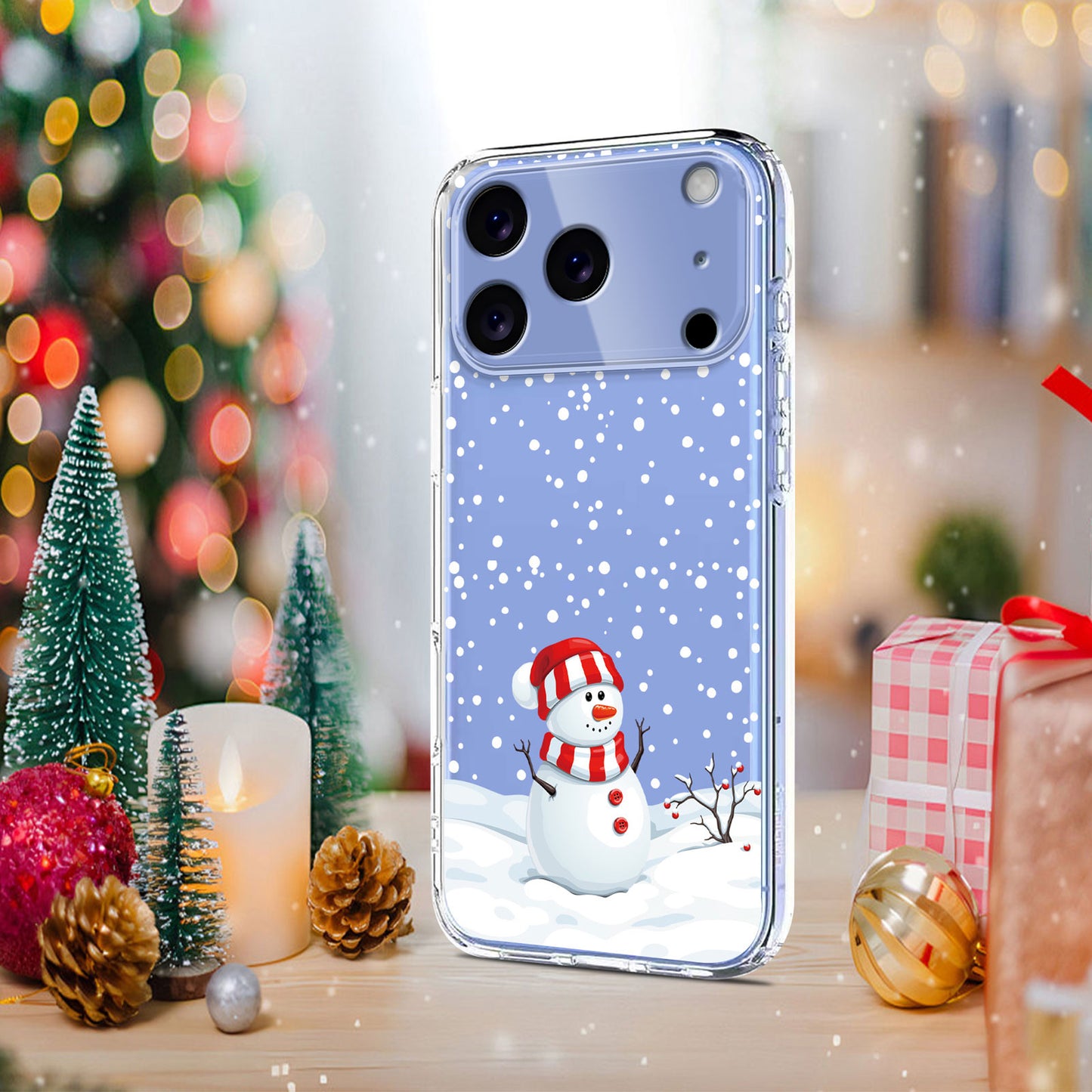 For iPhone 17 Pro Max Case Christmas Themed Pattern Printing TPU Phone Back Cover - Christmas Snowman