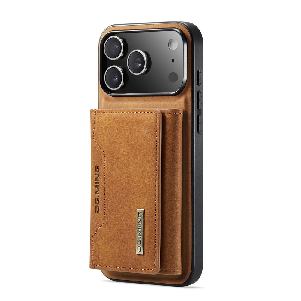 DG.MING M2 Series for iPhone 17 Pro Max Case PU + PC + TPU Phone Cover Detachable Wallet - Brown
