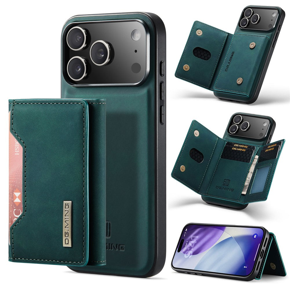 DG.MING M2 Series for iPhone 17 Pro Max Case PU + PC + TPU Phone Cover Detachable Wallet - Green