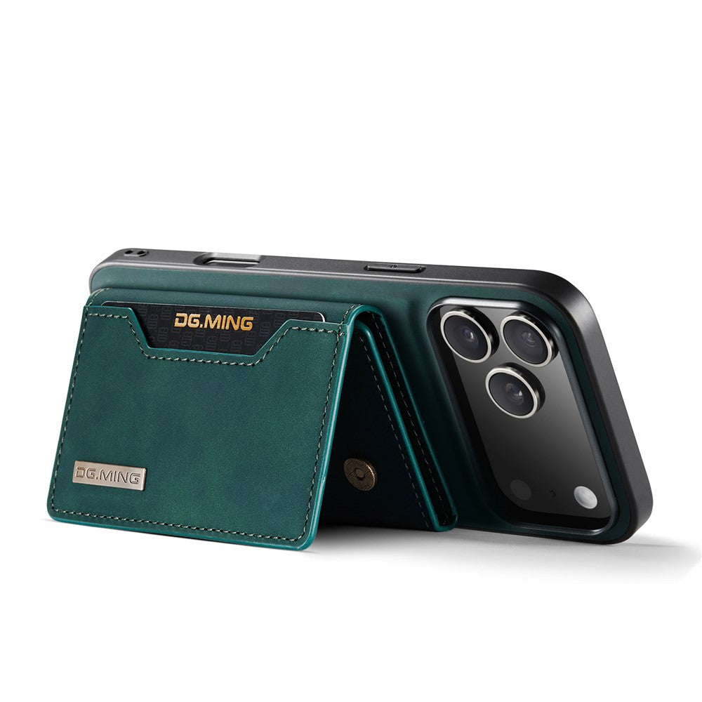 DG.MING M2 Series for iPhone 17 Pro Max Case PU + PC + TPU Phone Cover Detachable Wallet - Green
