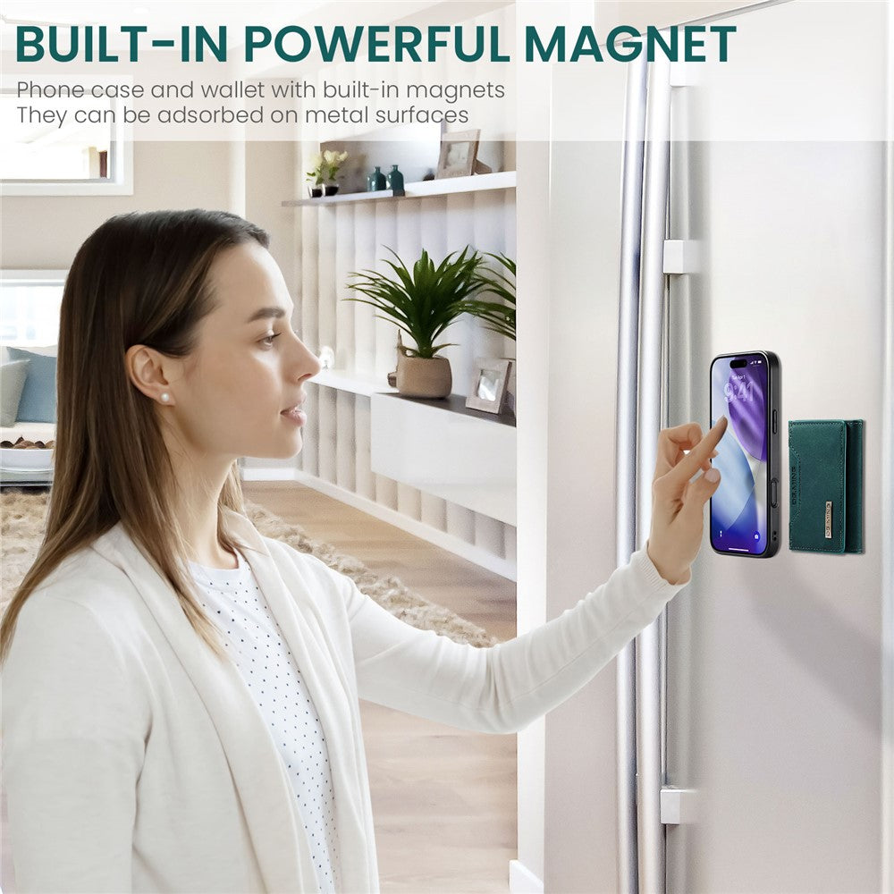 DG.MING M2 Series for iPhone 17 Pro Max Case PU + PC + TPU Phone Cover Detachable Wallet - Green