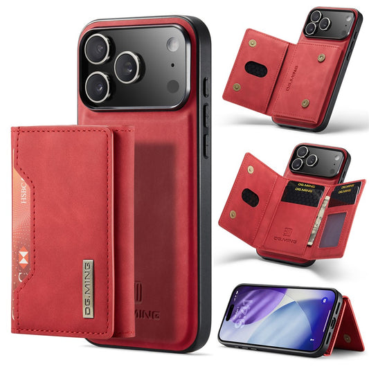 DG.MING M2 Series for iPhone 17 Pro Max Case PU + PC + TPU Phone Cover Detachable Wallet - Red