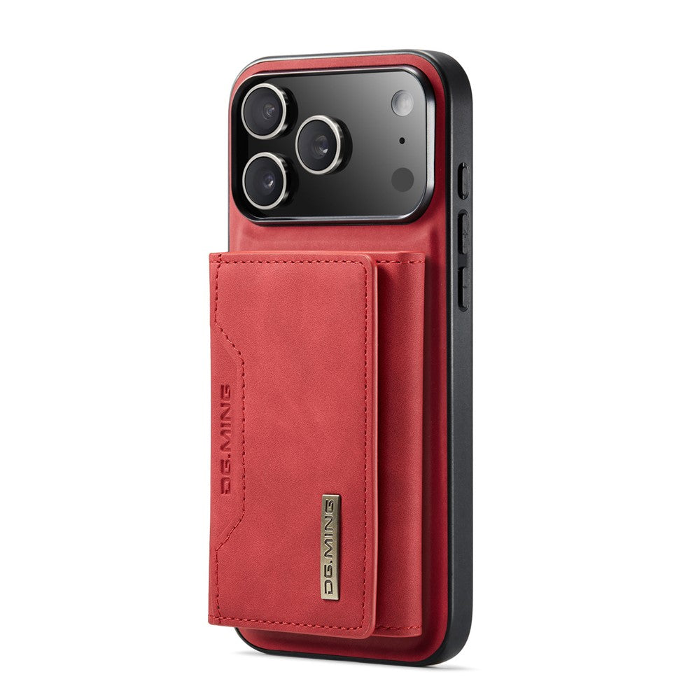DG.MING M2 Series for iPhone 17 Pro Max Case PU + PC + TPU Phone Cover Detachable Wallet - Red