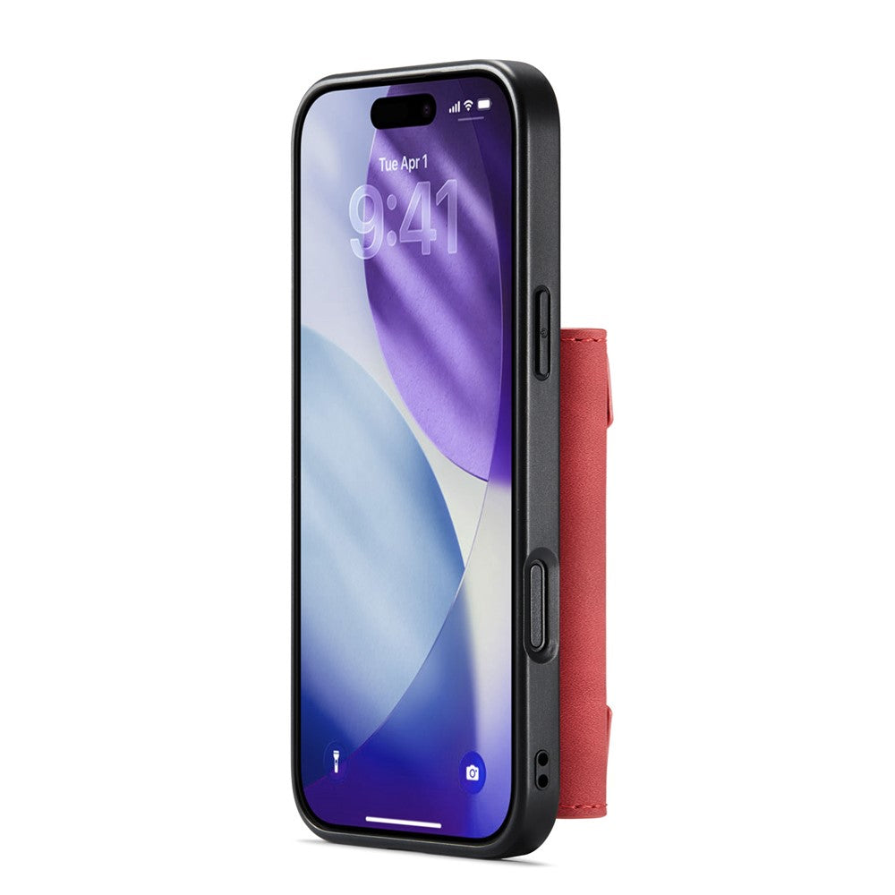 DG.MING M2 Series for iPhone 17 Pro Max Case PU + PC + TPU Phone Cover Detachable Wallet - Red