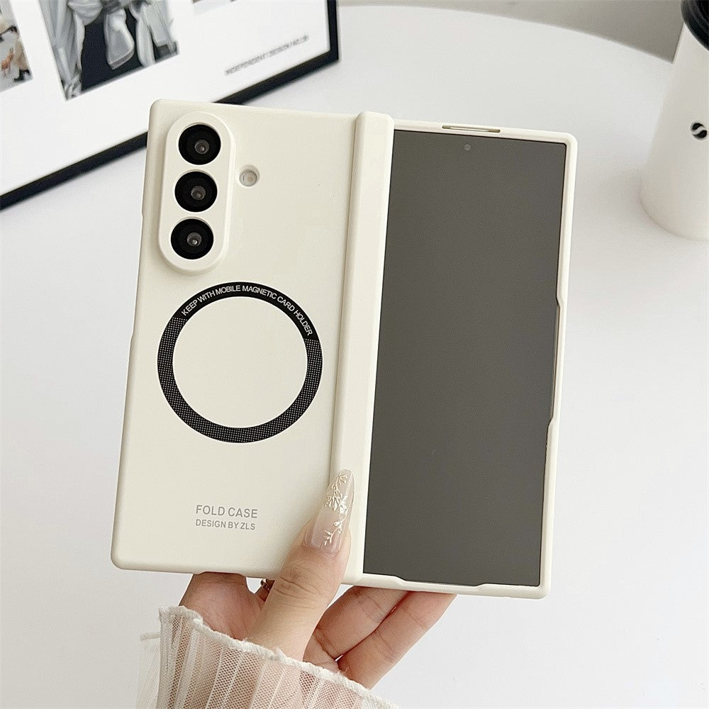 For Samsung Galaxy Z Fold7 5G Case Hard PC Phone Cover Compatible with MagSafe - White