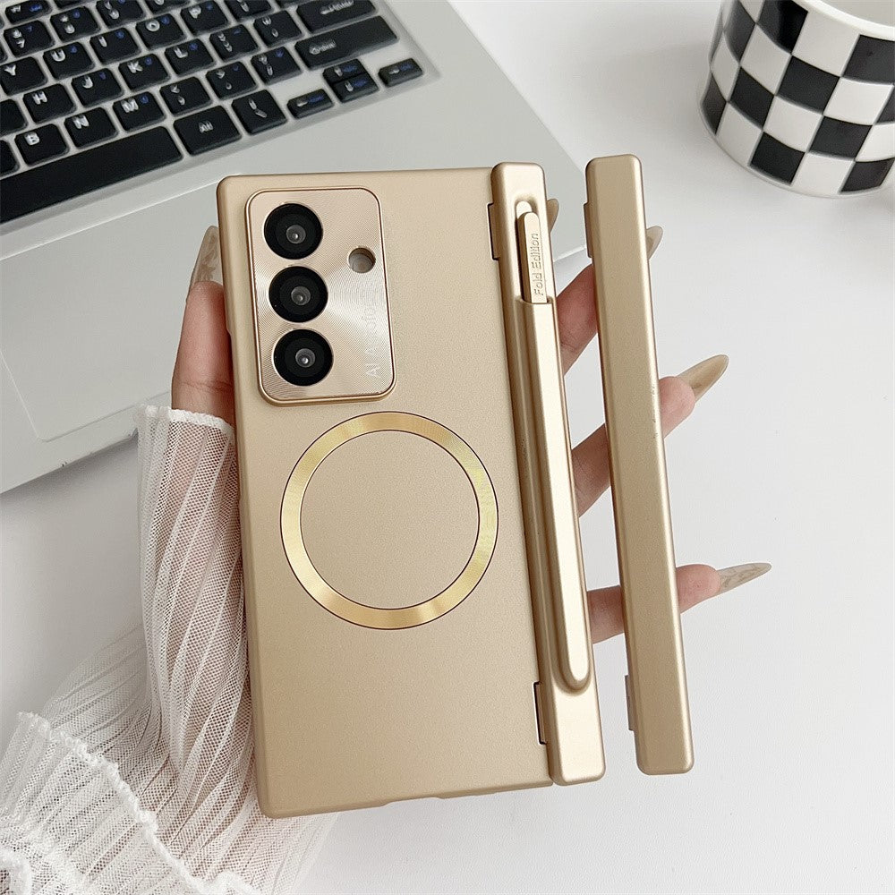 For Samsung Galaxy Z Fold7 5G Case Hard PC Phone Cover Compatible with MagSafe - Champagne Gold