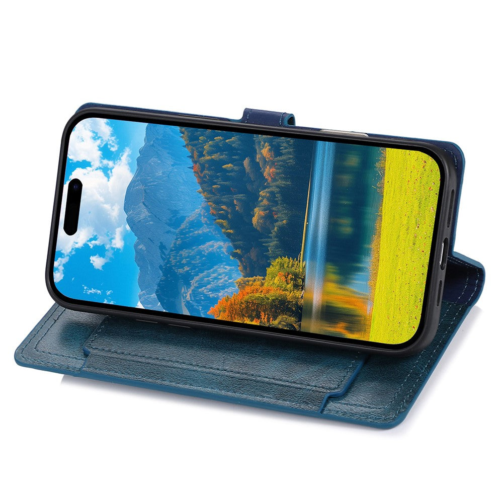 For iPhone 17 Pro Max Case Zipper Flip Leather Phone Cover with Card Holder - Blue