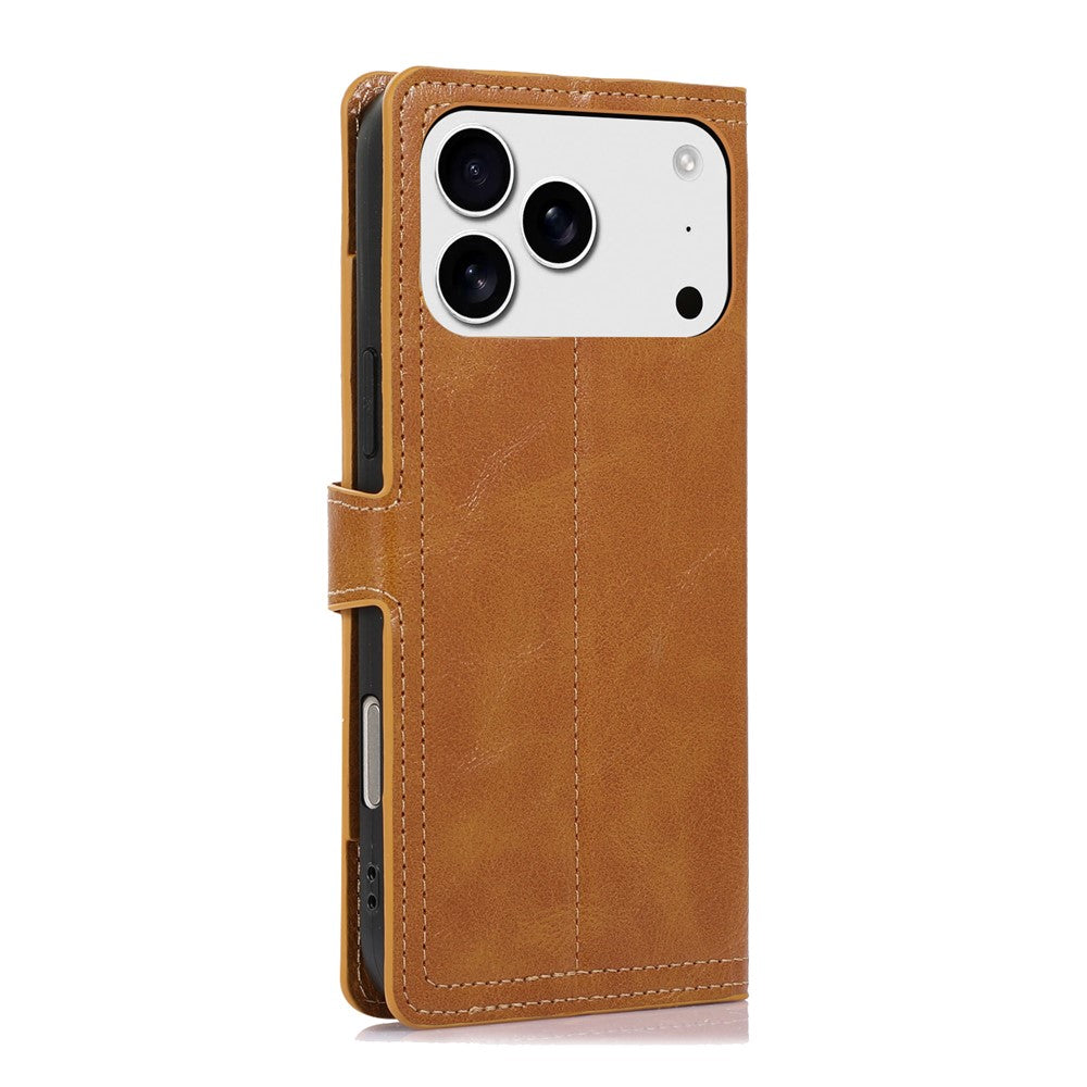 For iPhone 17 Pro Max Case Zipper Flip Leather Phone Cover with Card Holder - Orange