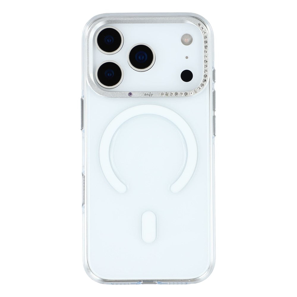 JAUCASE For iPhone 17 Pro Max Magnetic Case Clear PC Phone Cover with Rhinestone Lens Frame / AI Button