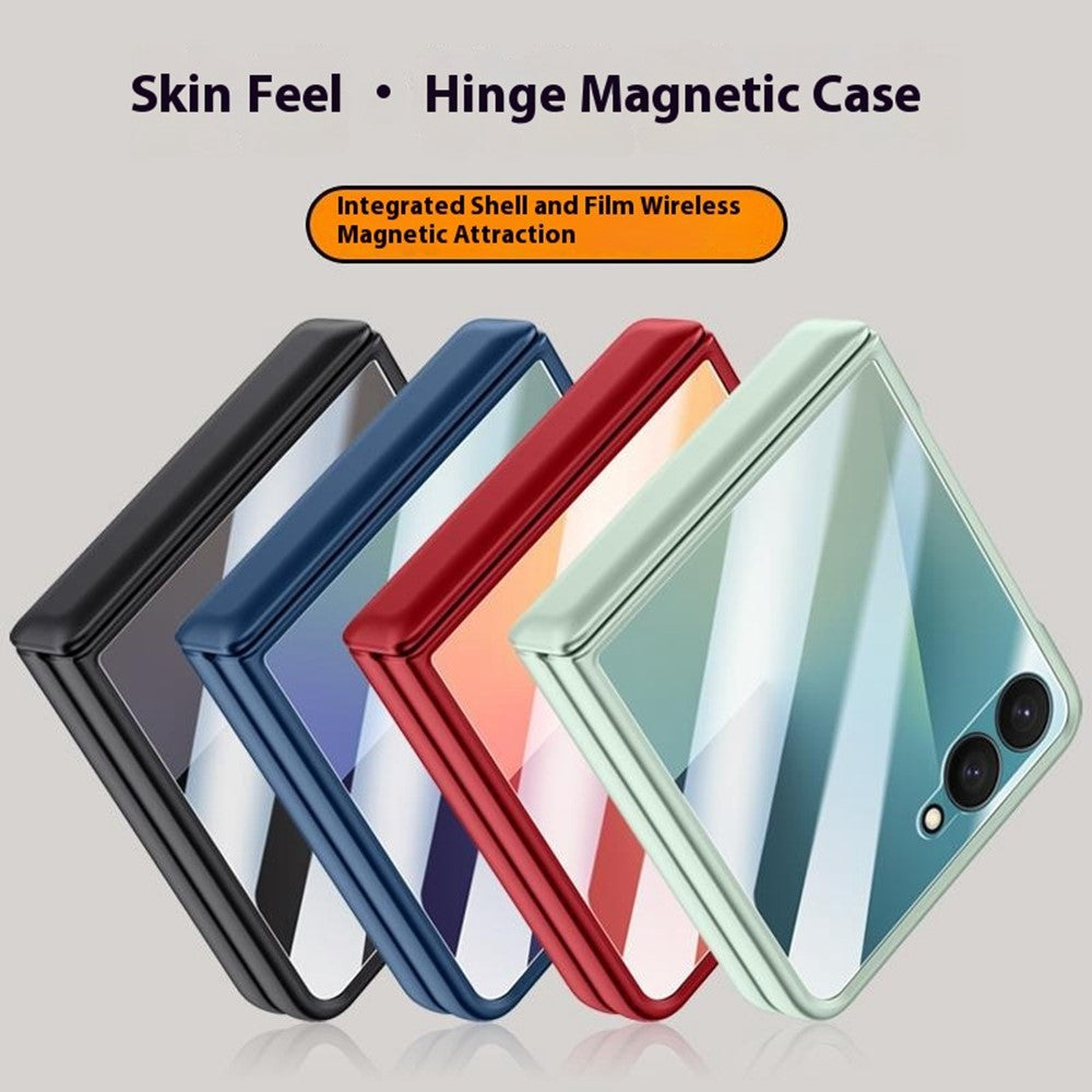 For Samsung Galaxy Z Flip7 5G Case Hard PC Hinge Protection Phone Cover with Rear Small Screen Protector - Blue