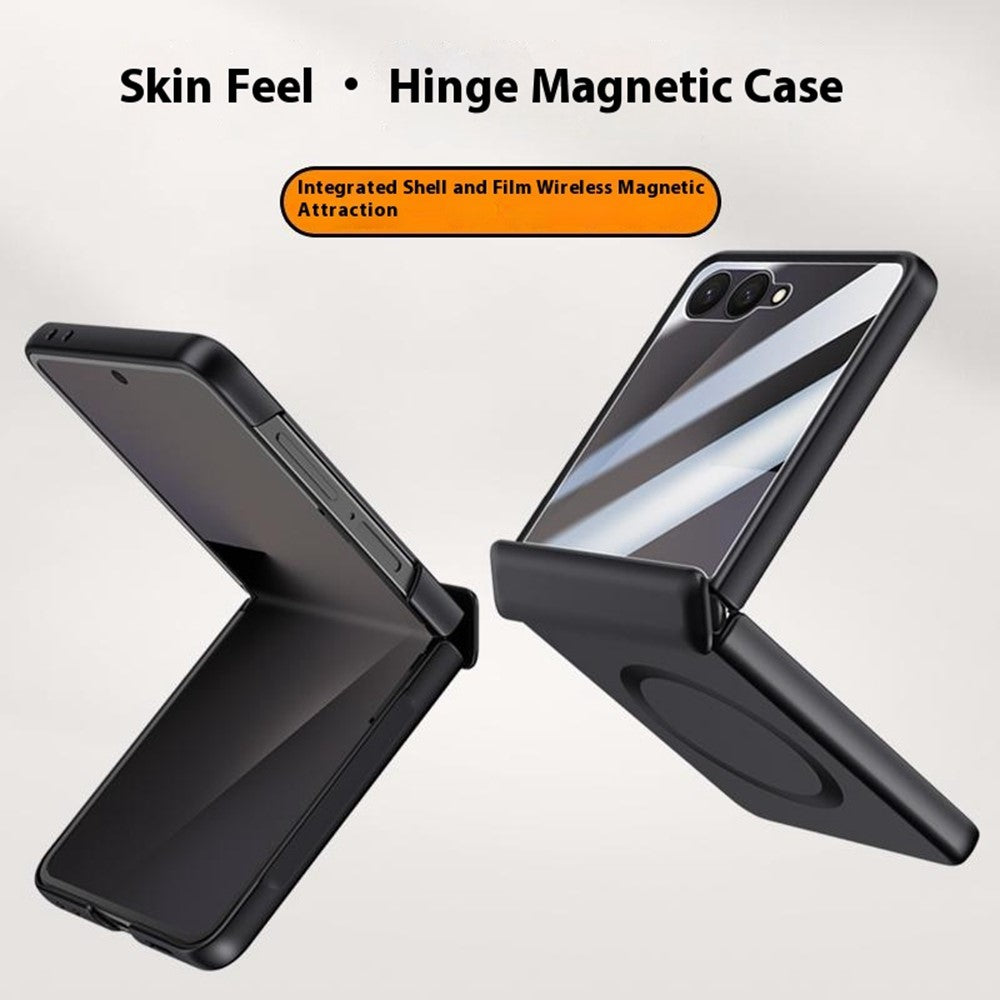 For Samsung Galaxy Z Flip7 5G Magnetic Case Hard PC Phone Cover with Rear Small Screen Protector - Blue