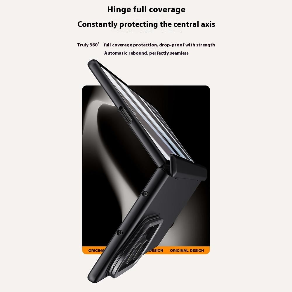 For Samsung Galaxy Z Fold7 5G Case Kickstand Hard PC Phone Cover with HD Tempered Glass Film - Silver