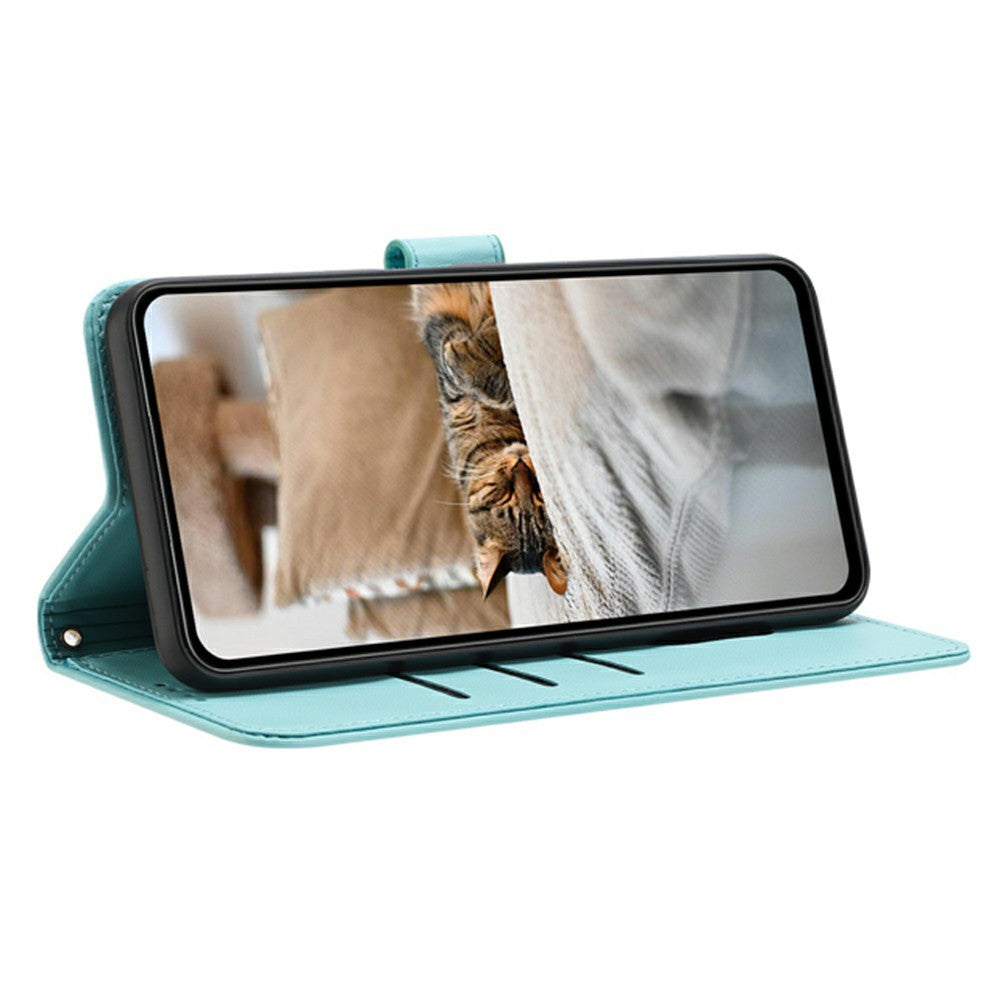 For Oppo Reno14 Pro 5G (Global) Wallet Case Cats Imprint Leather Phone Cover with Strap - Green