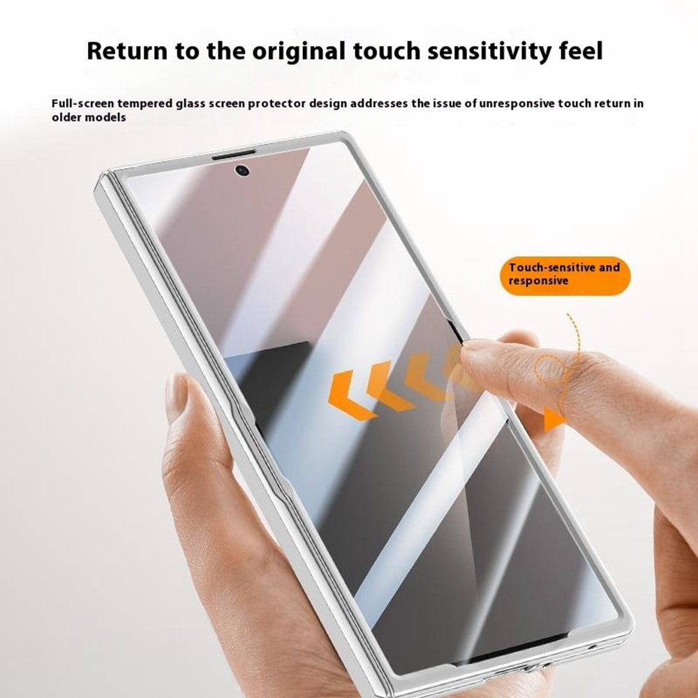 For Samsung Galaxy Z Fold7 5G Case Compatible with MagSafe Kickstand Electroplated PC Phone Cover with Screen Protector - Silver