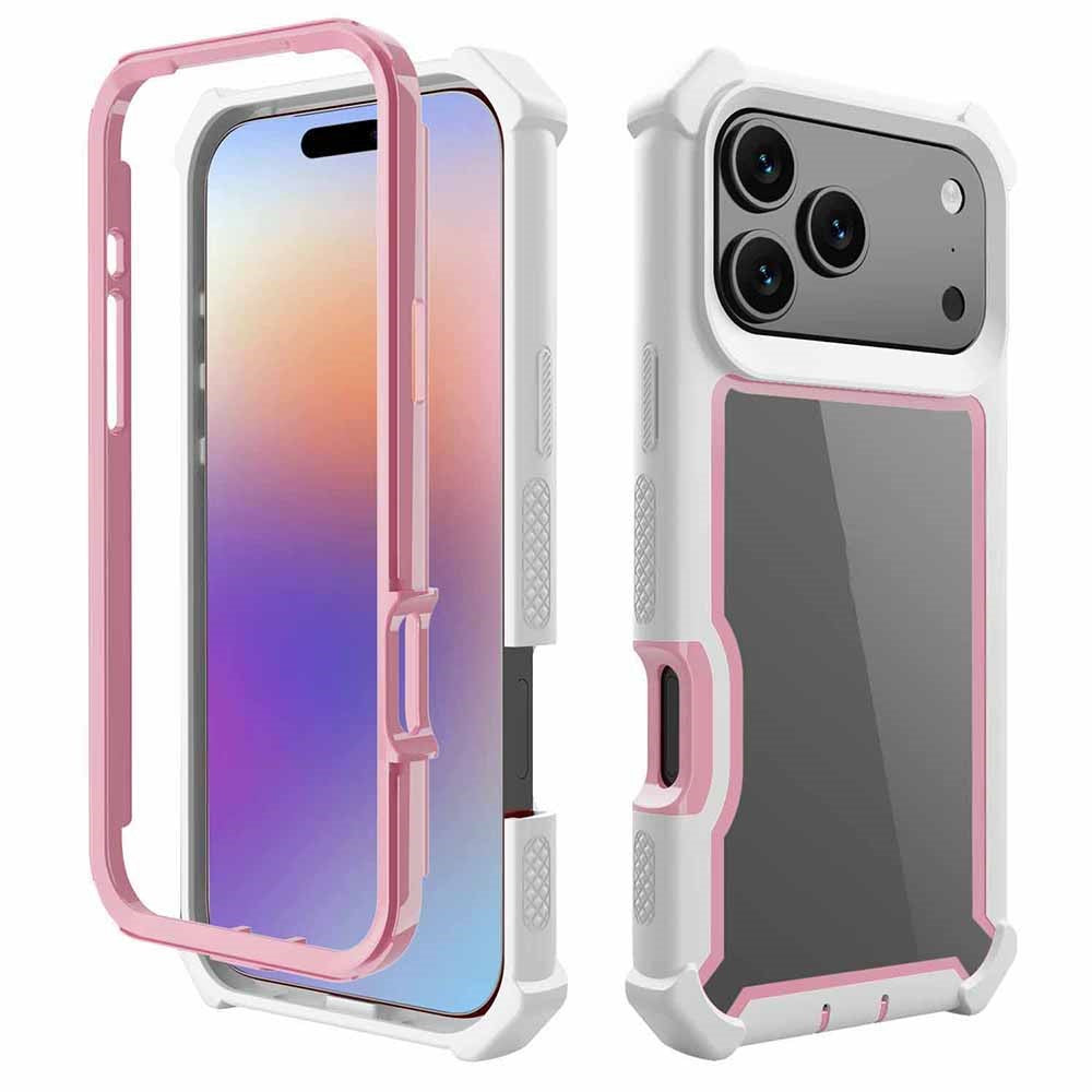 For iPhone 17 Pro Max Case Clear Detachable 2 in 1 Shockproof TPU + PC Phone Back Cover - Pink