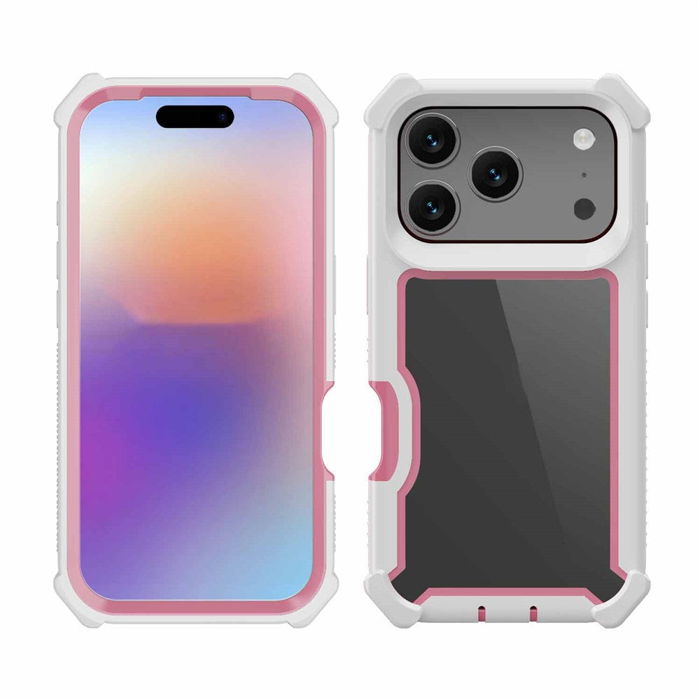 For iPhone 17 Pro Max Case Clear Detachable 2 in 1 Shockproof TPU + PC Phone Back Cover - Pink