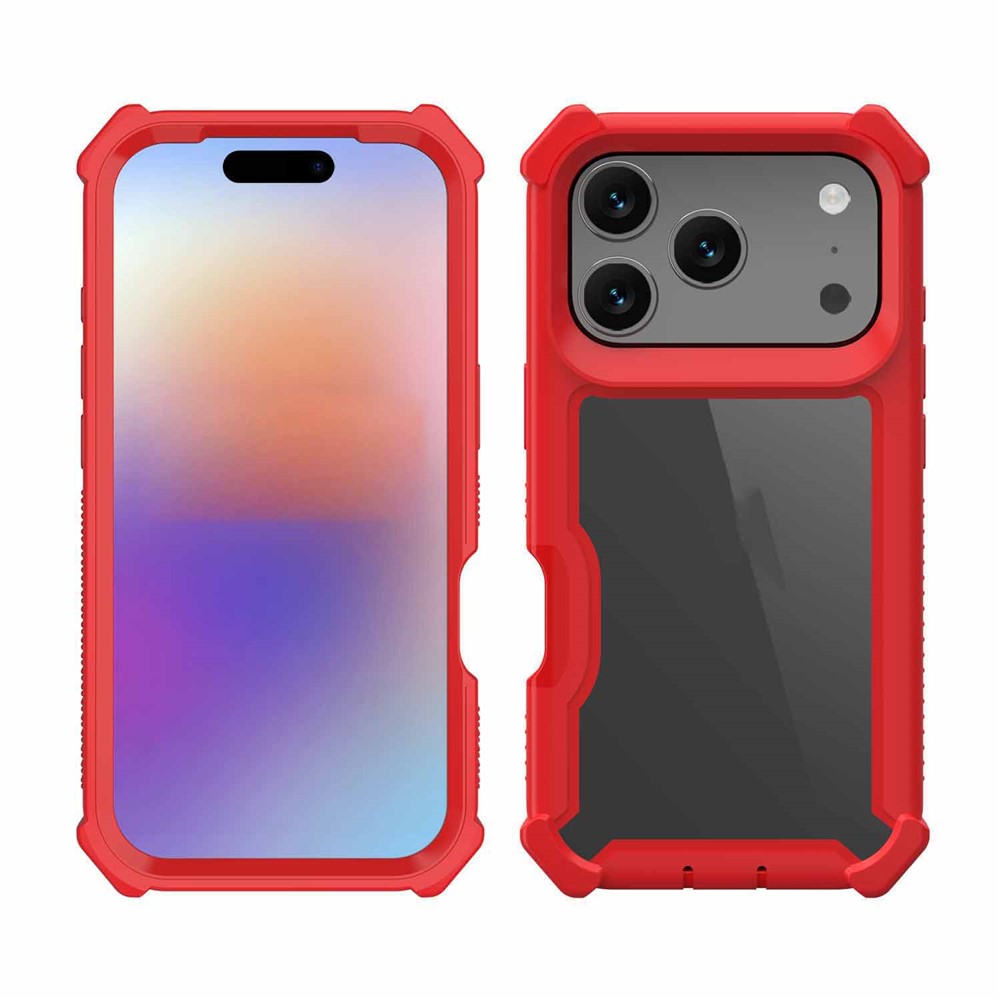 For iPhone 17 Pro Max Case Clear Detachable 2 in 1 Shockproof TPU + PC Phone Back Cover - Red